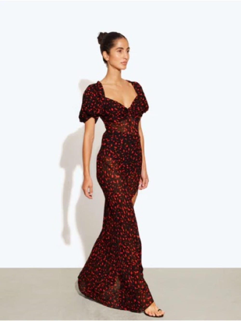 Rat & Boa Magnolia Dress XS Black Red Maxi Cute Floral - Picture 2 of 16